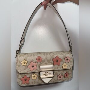 Coach Morgan Shoulder Bag In Signature Canvas With Floral Applique
